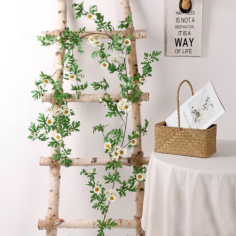 SOMYTING Artificial Daisy Garland Decorative Fake Flower Vine Hanging 5.6Ft Silk Flower Greenery for Home Garden Outdoor Ceremony Wedding Arch Floral Decor (white-2pcs) - Image 2