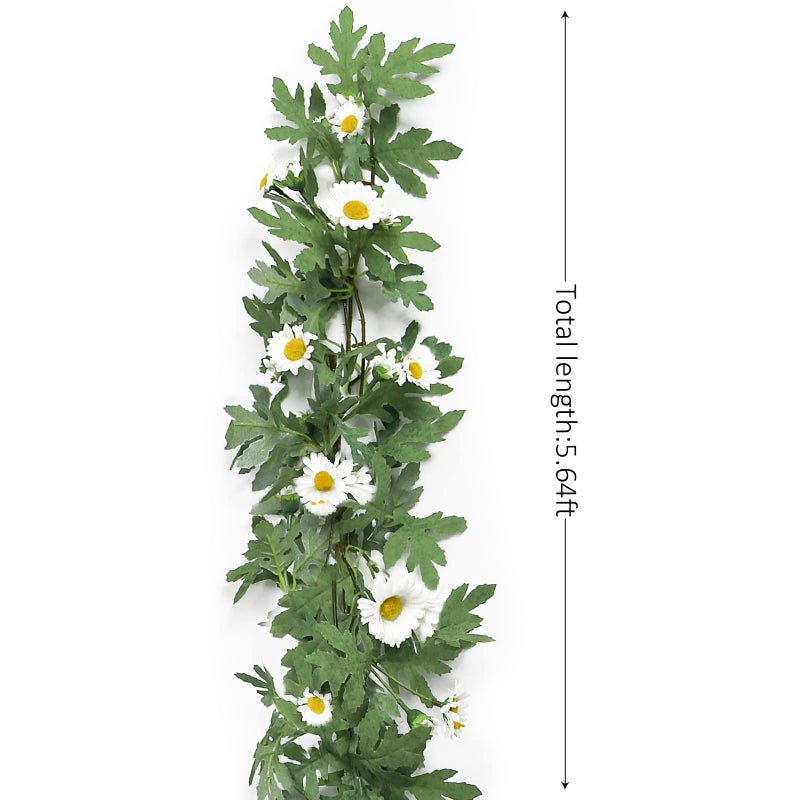 SOMYTING Artificial Daisy Garland Decorative Fake Flower Vine Hanging 5.6Ft Silk Flower Greenery for Home Garden Outdoor Ceremony Wedding Arch Floral Decor (white-2pcs) - Image 3