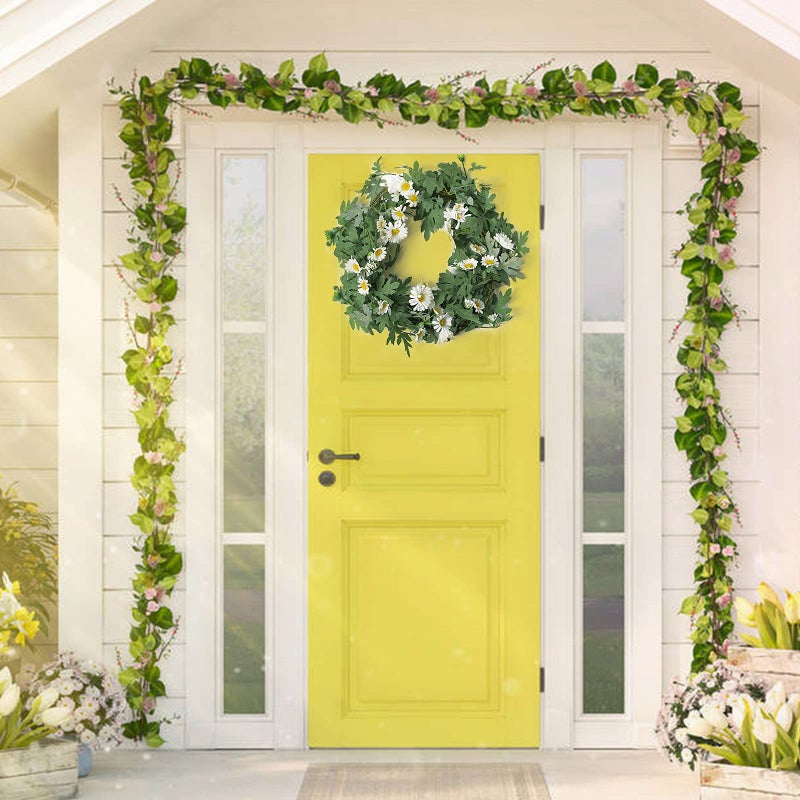 SOMYTING Artificial Daisy Garland Decorative Fake Flower Vine Hanging 5.6Ft Silk Flower Greenery for Home Garden Outdoor Ceremony Wedding Arch Floral Decor (white-2pcs) - Image 5