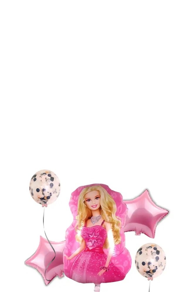 Princess Doll themed 5 pcs foil balloon set