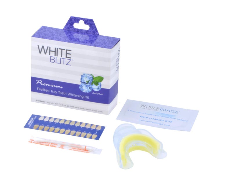 Whiter Image White Blitz Prefilled Teeth Whitening Kit with Vacuum-Sealed Tray, Teeth Whitening Gel + Shade Guide, Cool Mint (3ml) - Image 1