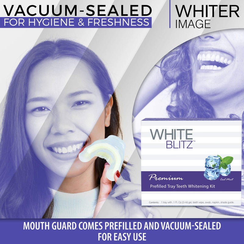 Whiter Image White Blitz Prefilled Teeth Whitening Kit with Vacuum-Sealed Tray, Teeth Whitening Gel + Shade Guide, Cool Mint (3ml) - Image 2