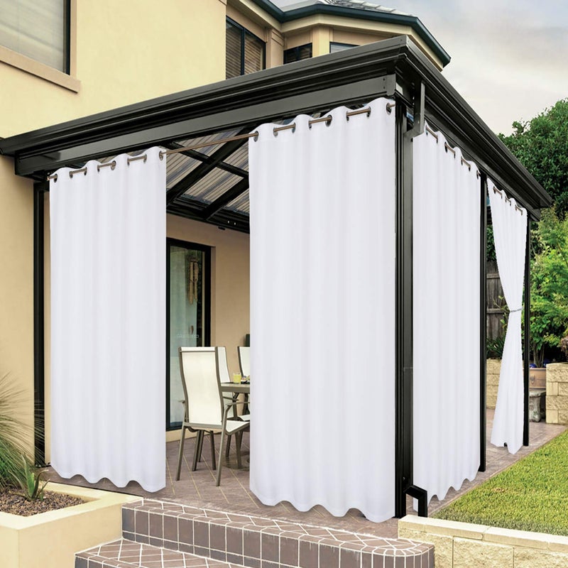 BONZER BONZER Waterproof Outdoor Curtains for Patio Porch Pergola Cabana Sunlight Blocking Privacy Grommet Indoor Curtain Panels for Bedroom Living Room 1 Panel 54W x 95L inch White