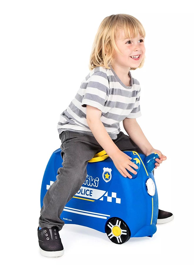 Trunki Percy Police Car Blue Ride-On Suitcase for Children, Lightweight Carry-On Luggage with Wheels, Tow Strap and Travel Storage - Image 5