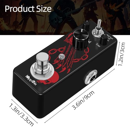 IOppWin HOLY WAR Heavy Metal Distortion Pedal - 3 Mode (Lo/Hi Boost) True Bypass, Mini Metal Casing, Guitar Effects Pedal - Image 2