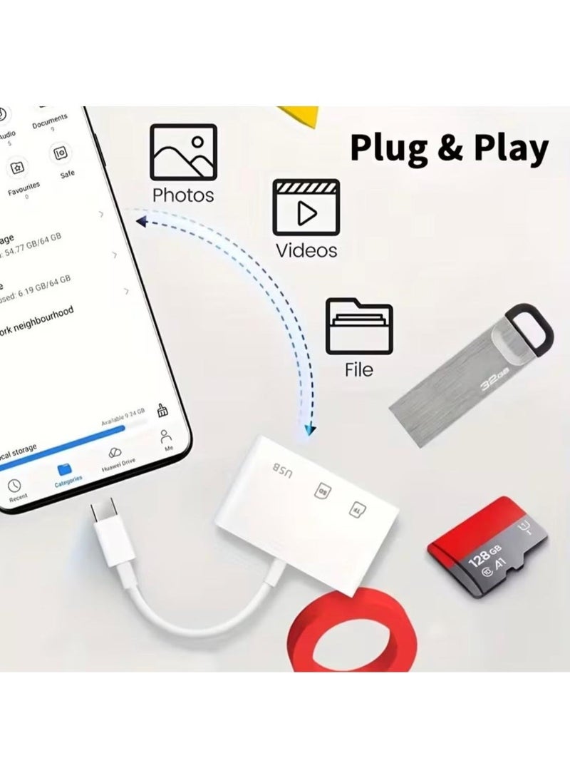 قارئ بطاقات SD ثلاثي الوظائف بمنفذ USB-C - نقل سريع وتوصيل سهل - Image 4
