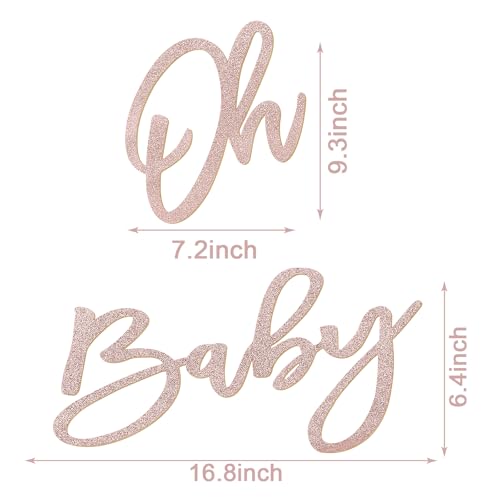 MASTRON Oh Baby Sign for Baby Shower Backdrop Glitter Felt Oh Baby Sign Party Banner Boy Girl Baby Shower Decorations Gender Reveal 1st Birthday Party Photography Background Rose Gold - Image 5