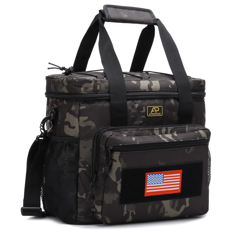 Lunch Box for Men Tactical Lunch Bag MOLLE Webbing Leakproof Insulated Large Lunch Cooler Women Adult Meal with Adjustable Shoulder Strap Durable Lunch Pail CamoBlack