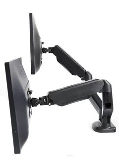 ESSENTIALS 360 Dual Monitor Arm with Gas Spring Monitor Mount Desk Mount Tilt Angle for 13-32 Inch Adjustable Height Load Capacity 10kg VESA 75x75/100x100mm with Grommet And C-Clamp Mounting  - Image 1
