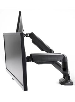 ESSENTIALS 360 Dual Monitor Arm with Gas Spring Monitor Mount Desk Mount Tilt Angle for 13-32 Inch Adjustable Height Load Capacity 10kg VESA 75x75/100x100mm with Grommet And C-Clamp Mounting  - Image 3