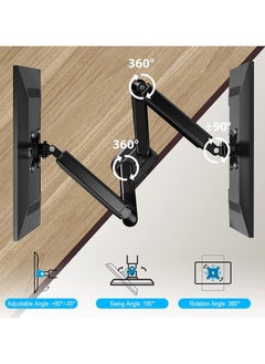 ESSENTIALS 360 Dual Monitor Arm with Gas Spring Monitor Mount Desk Mount Tilt Angle for 13-32 Inch Adjustable Height Load Capacity 10kg VESA 75x75/100x100mm with Grommet And C-Clamp Mounting  - Image 4