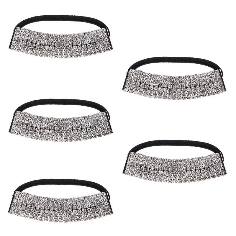 5Pcs Fashion Headbands Elastic Rhinestone Hair Ties Bands Scrunchies for Women Girls Ponytail Holder Hair Accessories