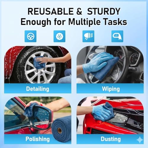 SHOWSTOPPER Microfiber Cleaning Cloth Roll, Reusable Tear Away Microfiber Towels,Washable, Ultra Absorbent, Rags Cleaning, Dishcloths, Cleaning Cloth for Car, Home or Kitchen. (DENIM BLUE, 25cm X 25cm) - Image 4
