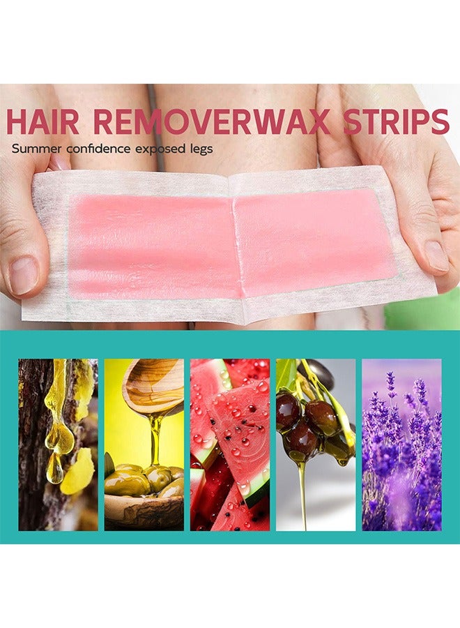 SUMAX Double Sides Wax Strips for Hair Removal, Waxing Kit with 40 Wax Strips and 4 Calming Oil Wipes, for All Skin Types Women Man At Home - Image 2