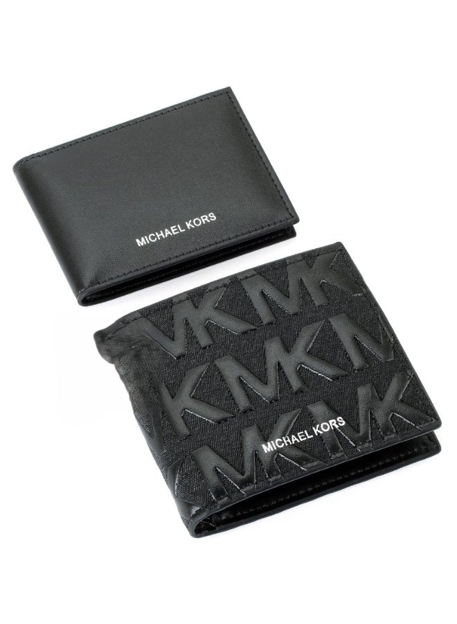 Michael Kors MK Men’s Black Genuine Leather Wallet & Card Holder – Slim Minimalist Bifold with Multiple Card Slots & Premium Luxury Finish - Image 1