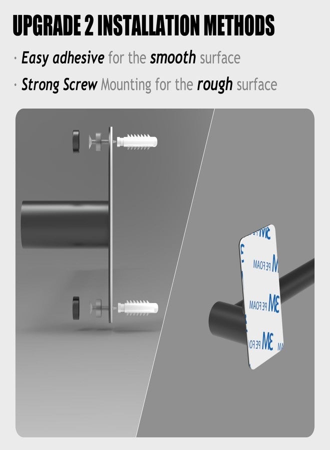 MIROAMZ Towel Bar, 14inch to 25inch Adjustable Towel Holder Rod, Self Adhesive Wall Mounted Hand or Body Towel Rack for Bathroom Kitchen, 304 Stainless Steel Organizer Single Bar Matte Black - Image 5