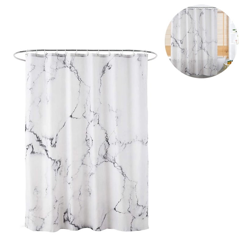 Marble pattern waterproof shower curtain 3D digital printing polyester bathroom curtain with 12 shower curtain hanging rings suitable for bathtub and shower area - Image 1
