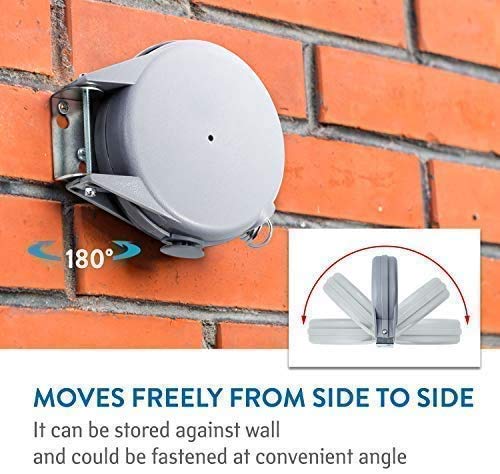 UNIQUE CART Retractable Clothesline - Portable Heavy Duty Indoor and Outdoor Single Clothes Drying Rack - 40 Feet PVC Retracting Clothes Line with Wall Mount Hang The Wet Dry Clothing Laundry - Image 5
