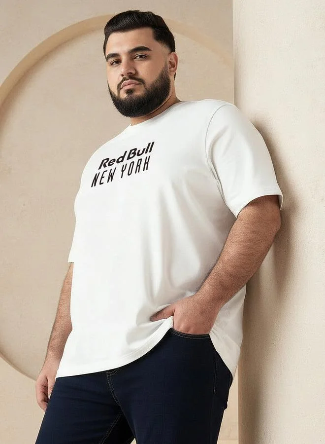 ماكسيم Men Regular Fit Round Neck Short Sleeve Red Bull New York Print T shirt