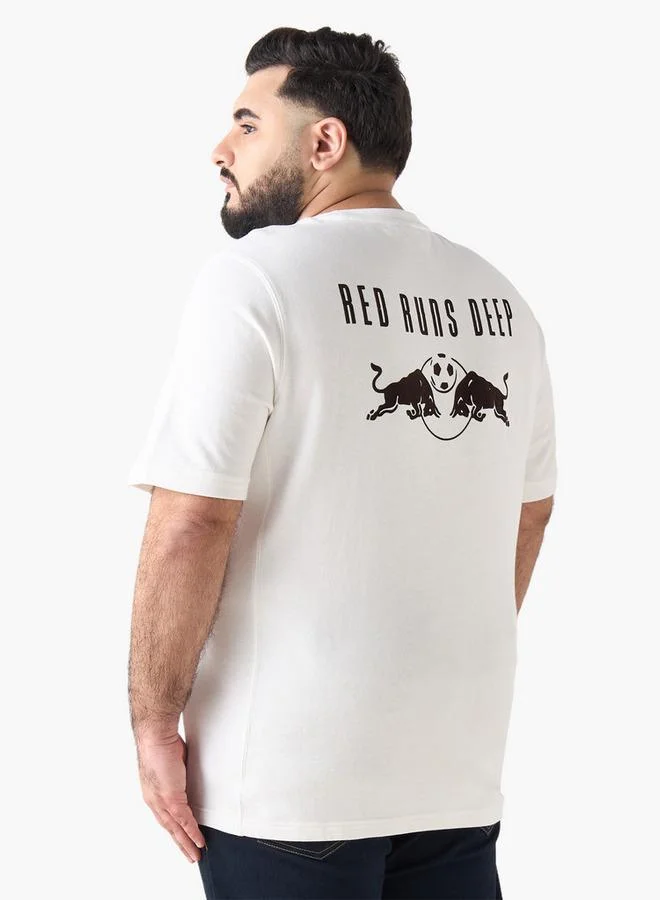 ماكسيم Men Regular Fit Round Neck Short Sleeve Red Bull New York Print T shirt