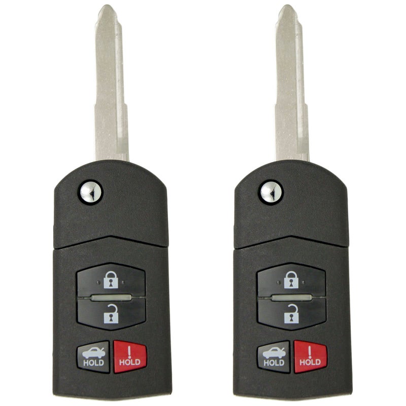 Keyless2Go Replacement for New Keyless Entry 4 Button Remote Flip Key Fob for Mazda 6 and 3 BGBX1T478SKE12501 2 Pack