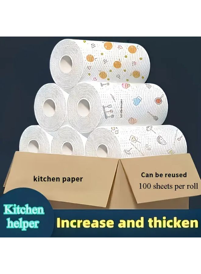 100pcs Checked Space Theme Nonwoven Disposable Cleaning Wipes Wet Dry Oil Resistant Roll - Image 1