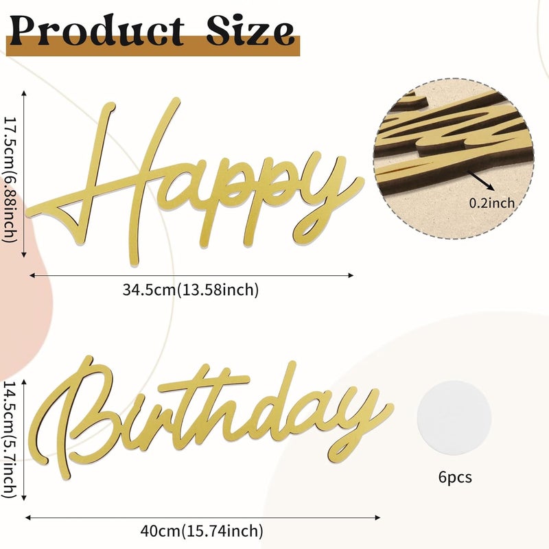 Happy Birthday Wooden Sign for Backdrop Gold Cutout Letters Plaque Happy Birthday Letters Sign for Balloon Arch Backdrop Birthday Party Baby Shower Photography Background Decorations - Gold - Image 2