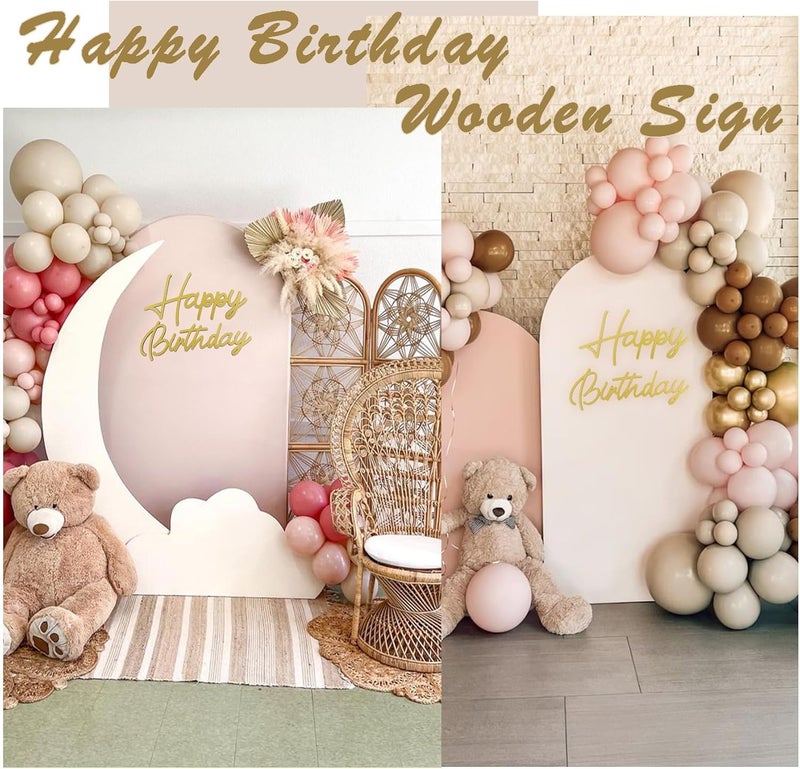 Happy Birthday Wooden Sign for Backdrop Gold Cutout Letters Plaque Happy Birthday Letters Sign for Balloon Arch Backdrop Birthday Party Baby Shower Photography Background Decorations - Gold - Image 5