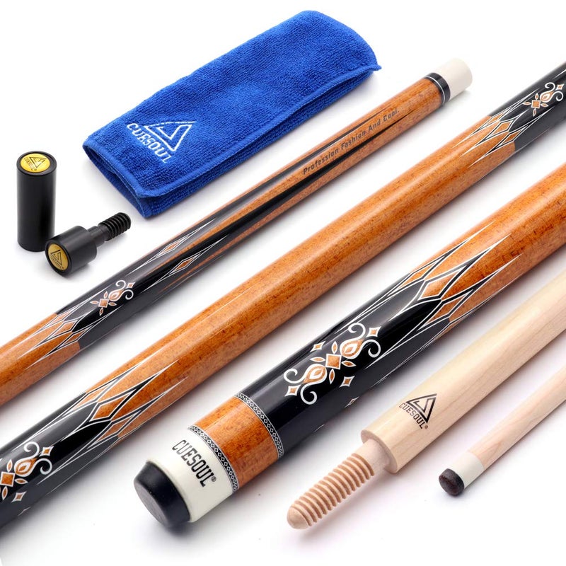 CUESOUL 3 Cushion Carom Billiard Cue Orange 56inch Weight 18ozWooden Joint System