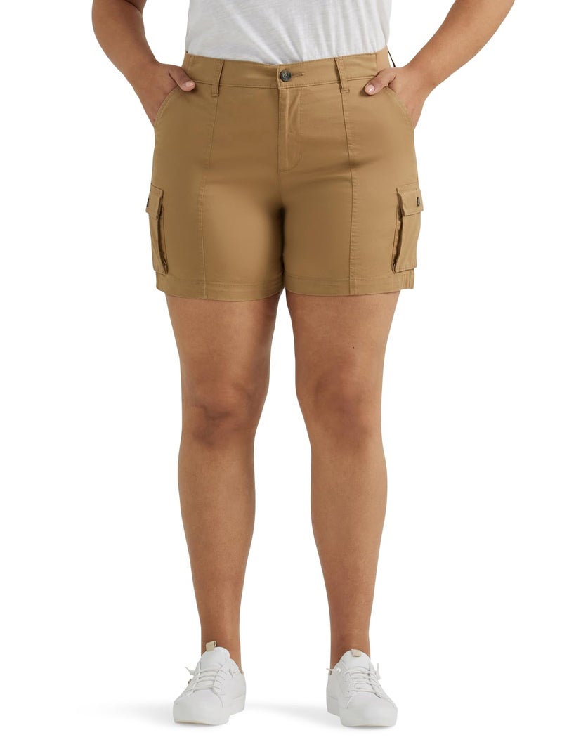 Lee Women's Ultra Lux Comfort with Flex-to-Go Cargo Short Settler Tan 6 - Image 1
