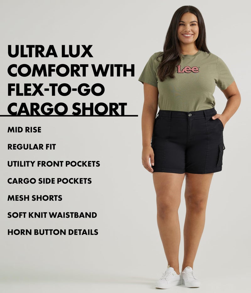 Lee Women's Ultra Lux Comfort with Flex-to-Go Cargo Short Settler Tan 6 - Image 3