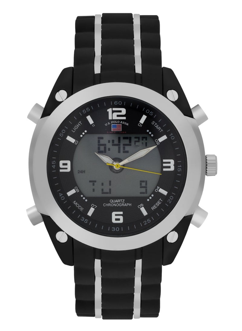 U.S. Polo Assn. Mens Quartz Watch, Analog-Digital Display and Silicone Strap - Image 1