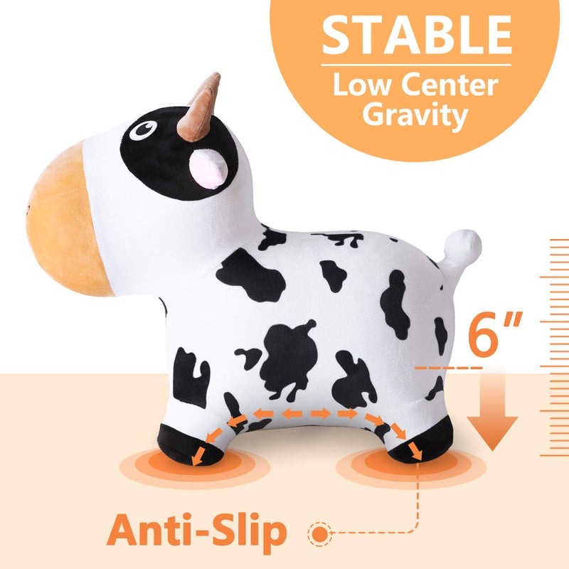 iPlay, iLearn Bouncy Pals Dairy Cow Hopping Horse, Plush Inflatable Animal Hopper, Indoor n Outdoor Ride on Jumping Bounce Toys, Birthday Gift for 18 Months 2 3 4 5 Year Old Kids Toddlers Boys Girls - Image 5
