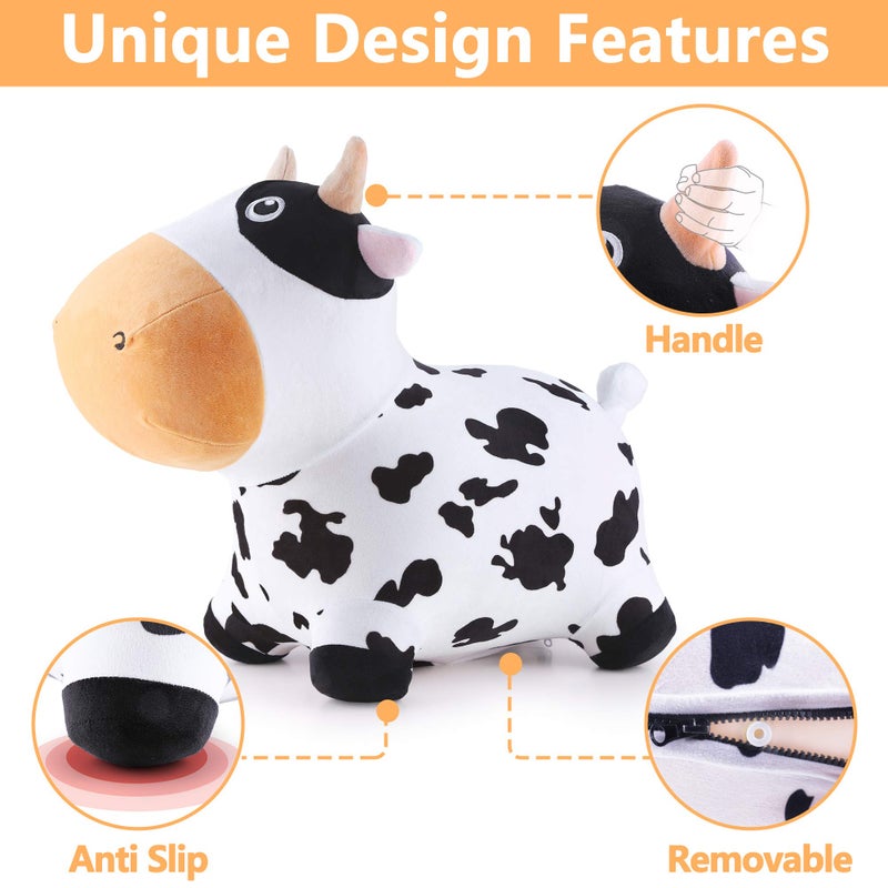 iPlay, iLearn Bouncy Pals Dairy Cow Hopping Horse, Plush Inflatable Animal Hopper, Indoor n Outdoor Ride on Jumping Bounce Toys, Birthday Gift for 18 Months 2 3 4 5 Year Old Kids Toddlers Boys Girls - Image 3
