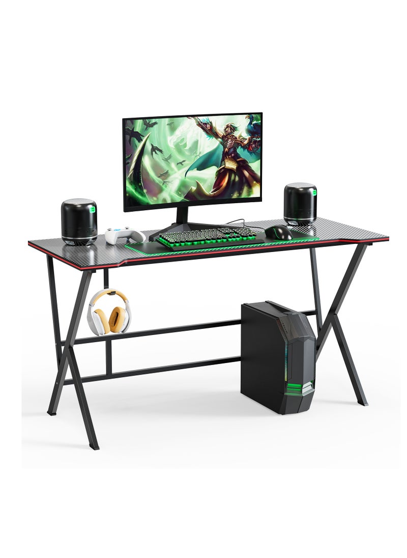 ZERIFAM - Gaming Desk Desktop Computer Desk with Three Layer Storage Rack, Simple Game Table for Home Bedroom Table, Student Writing Study Table With Desktop Storage Rack, 140L*60W*75H centimeter - Image 1