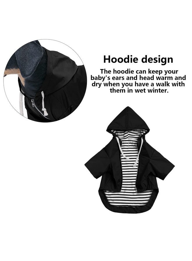 Morezi Dog Raincoat Puppy rain Jacket with Hood for Small Medium Breeds with Reflective Strap Storage Pocket Harness Hole Black L - Image 4