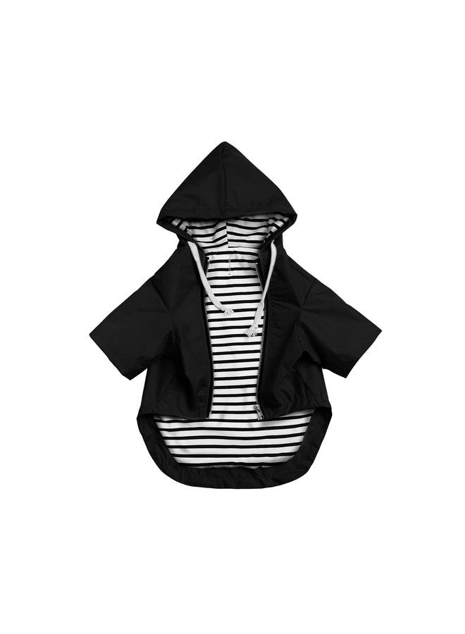Morezi Dog Raincoat Puppy rain Jacket with Hood for Small Medium Breeds with Reflective Strap Storage Pocket Harness Hole Black L - Image 1