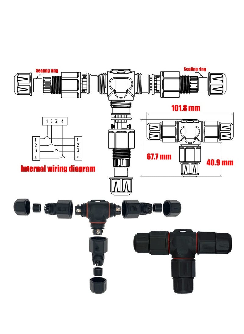 Excefore 2pcs 3 Way Junction Box Connector IP68 Waterproof Electrical Junction Box Connector for 5mm- 10mm Cable Range  - Image 5