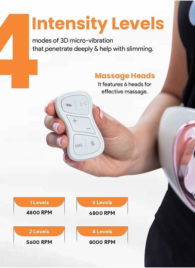 ARES uBelt Slimming Massager 2 Powerful Motors, 3D Micro-Vibration, 6 Massage Heads, 5 Shaking Modes, EMS Technology with 6 Modes, 16 Speeds, Heating for Fat Reduction And Toning  - Image 4