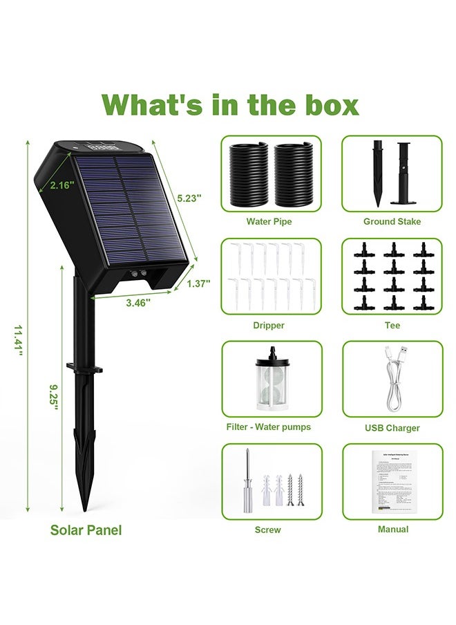 Solar Drip Irrigation System Kit, Automatic Watering System for Plants, Easy DIY Day&Time Multimode Garden Irrigation System with Anti-Siphoning Device for Garden Balcony, Supported 12-15 Pots