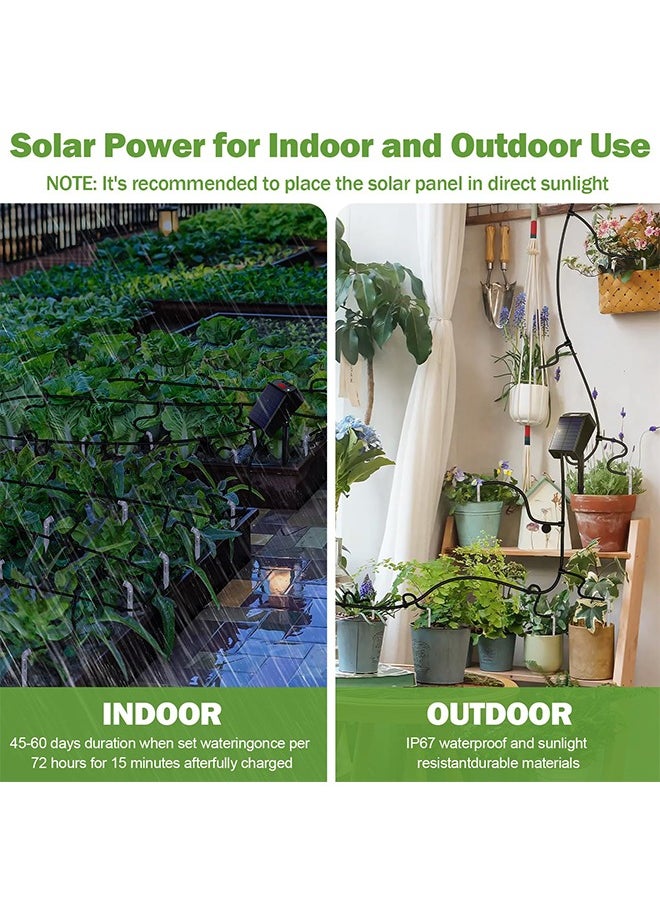 Solar Drip Irrigation System Kit, Automatic Watering System for Plants, Easy DIY Day&Time Multimode Garden Irrigation System with Anti-Siphoning Device for Garden Balcony, Supported 12-15 Pots