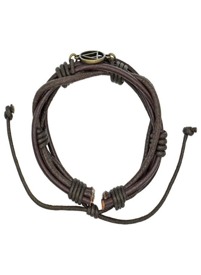 The Token Shop Adjustable Brown Leather AA Bracelet with Alcoholics Anonymous Circle Triangle Charm | Sobriety Gift for Men and Women in Recovery - Image 5