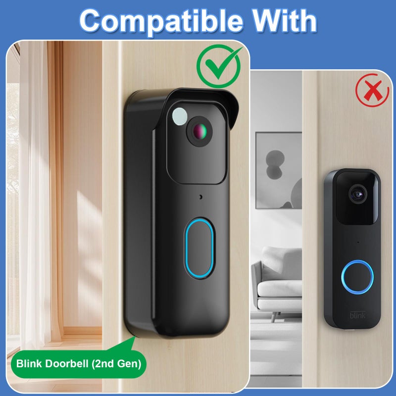 Pyfhy No-Drill Adhesive Doorbell Mount Compatible with Blink Doorbell (2nd Gen), Door Mounting Holder Bracket Accessories, Not Block Motion Sensor Anti-Theft Camera Mount for Home, Apartment, Office, School - Image 2