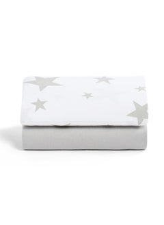 Snuz Pack of 2 Crib Fitted Sheets, Design Ed To Fit Pod Bedside Cribs, 100% Cotton, Infant And Baby, Patternstar, Fitted Sheet Size 44 X 80Cm  - Image 2