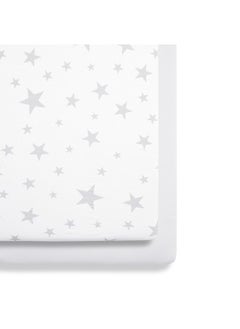 Snuz Pack of 2 Crib Fitted Sheets, Design Ed To Fit Pod Bedside Cribs, 100% Cotton, Infant And Baby, Patternstar, Fitted Sheet Size 44 X 80Cm  - Image 4