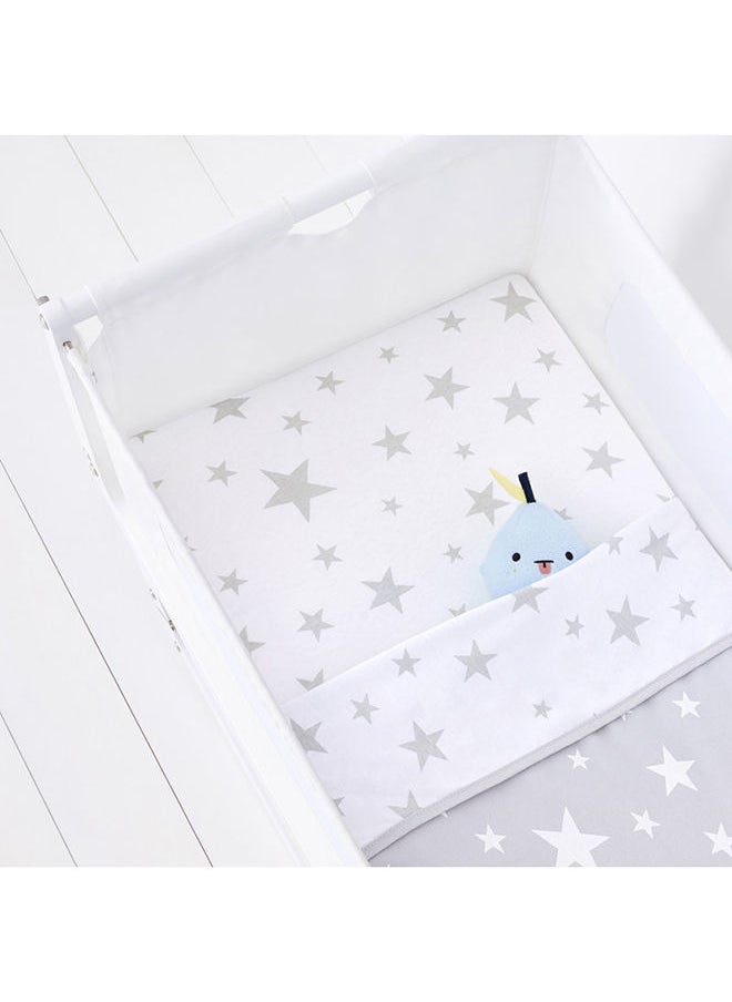 Snuz - Pack of 2 Crib Fitted Sheets, Design Ed To Fit Pod Bedside Cribs, 100% Cotton, Infant And Baby, Patternstar, Fitted Sheet Size 44 X 80Cm - Image 1