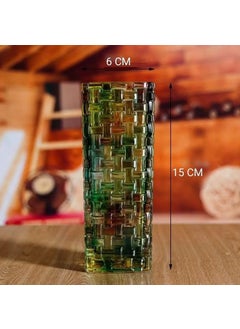 VELVETEARTH Crystal Glass Vase Decor 15 cm Height 6 cm Diameter Green  - Image 2