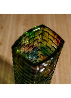 VELVETEARTH Crystal Glass Vase Decor 15 cm Height 6 cm Diameter Green  - Image 3