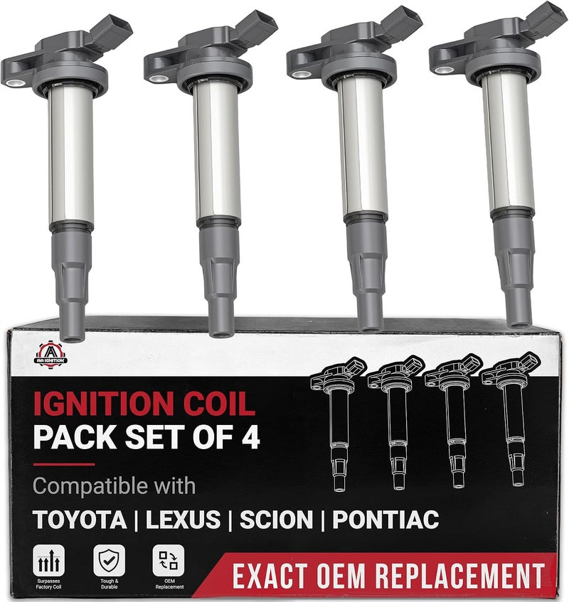AA Ignition Replacement Ignition Coil Pack Set of 4 - Compatible with Toyota, Lexus, Scion - Replaces 90919-02252, 90919-02258, C1714 - Image 1