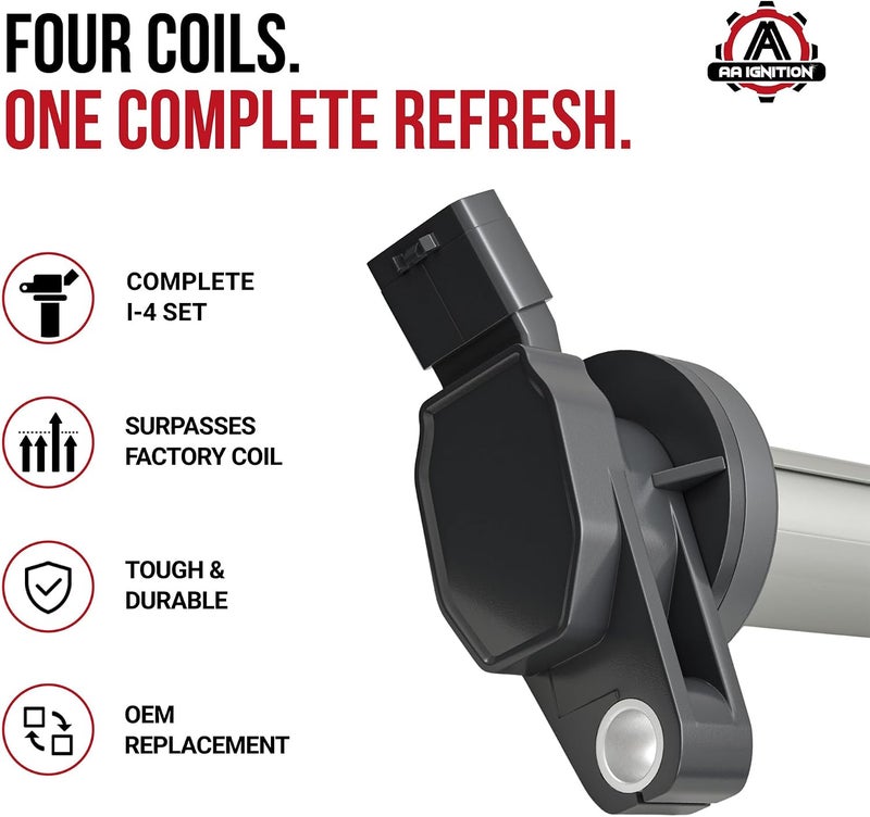 AA Ignition Replacement Ignition Coil Pack Set of 4 - Compatible with Toyota, Lexus, Scion - Replaces 90919-02252, 90919-02258, C1714 - Image 2